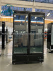 El congelador de cristal comercial de 2 puertas con negro del supermercado del LED pintó el congelador vertical de acero