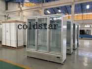 Refrigerador vertical de la exhibición de las puertas comerciales del vidrio 3 del equipo de refrigeración del supermercado