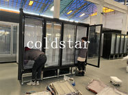 Refrigerador de cristal vertical de la exhibición de la puerta del escaparate R290 del refrigerador de las puertas del supermercado 4 para la bebida