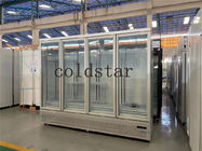 Del congelador de cristal de cuatro equipo vertical del refrigerador del supermercado del congelador de la exhibición del escaparate del helado puertas