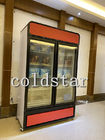 congelador comercial del escaparate de la exhibición de la comida congelada del equipo del refrigerador del supermercado de la puerta de cristal vertical
