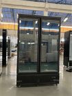 Refrigerador vertical de la exhibición de las puertas del supermercado 2 de la bebida del refrigerador del equipo del soporte de cristal de la parte inferior