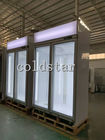 Precio vertical vertical del congelador de la exhibición del refrigerador de la puerta de cristal de dos puertas para el supermercado