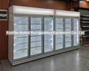Congelador congelado de la exhibición de la puerta de -22C del congelador de los mariscos comerciales de cristal verticales de la carne