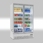 La energía de cristal doble del congelador de refrigerador de la puerta bebe el refrigerador de la exhibición