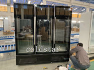 Congelador vertical de la puerta de cristal de la exhibición 3 del helado de la carne de vaca de la reunión del supermercado -22 centígrados de grados
