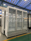 Refrigerador industrial de la puerta del supermercado de la exhibición del anuncio publicitario vertical de cristal del refrigerador de lado a lado