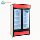 Congelador de cristal de la exhibición del refrigerador de la bebida de la bebida de la puerta 2, refrigerador comercial de la puerta doble del supermercado