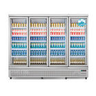 Refrigerador de cristal de la puerta de la bebida del refrigerador de la bebida de la cerveza de 4 puertas del refrigerador frío vertical comercial de la exhibición