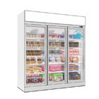 Congelador de refrigerador de cristal comercial de la puerta de la vertical de la vitrina del congelador de la comida congelada