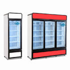 Fan que refresca el escaparate vertical del congelador de las puertas 1-2-3 para el helado y los mariscos