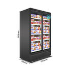 El congelador de cristal comercial de 2 puertas con negro del supermercado del LED pintó el congelador vertical de acero