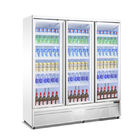Refrigerador vertical de la exhibición de la bebida de la puerta del supermercado de cristal transparente del refrigerador