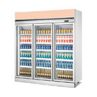 Refrigerador vertical de la exhibición de la leche de la cerveza del refrigerador de la exhibición de la puerta de cristal de las puertas del montante 3 del supermercado