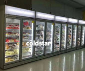 Congelador refrigerante de enfriamiento de la exhibición del almacenamiento del helado del equipo de la puerta de cristal de la fan vertical del supermercado