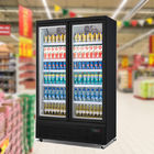 La puerta de cristal doble refrigeró verticalmente bebidas del escaparate y a la expendidora automática de cristal de la puerta del refrigerador de las bebidas