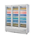 Refrigerador vertical de la exhibición de las puertas comerciales del vidrio 3 del equipo de refrigeración del supermercado