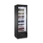 Refrigerador vertical de la exhibición de los refrescos del solo de la puerta del refrigerador de la bebida de los jugos refrigerador de cristal de la bebida