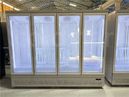 Congelador vertical de la puerta del anuncio publicitario 4 de la baja temperatura del refrigerador grande de cristal del supermercado