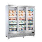 congelador de cristal 1500L de la exhibición de la comida congelada de la puerta R290 del supermercado 750W
