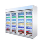 Refrigerador de cristal de la puerta de la bebida de las puertas del anuncio publicitario 4 del refrigerador vertical de la exhibición