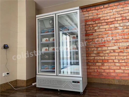 Un escaparate más fresco de la bebida de la puerta doble del supermercado de la bebida del refrigerador vertical de la botella