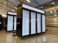 1500L congelador vertical de la exhibición de las puertas del anuncio publicitario 4 de la bebida del refrigerador de cristal del escaparate