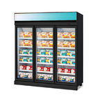 Refrigerador de cristal comercial de la exhibición de la comida congelada del congelador de 3 puertas con el enfriamiento de la fan