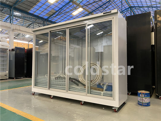 Refrigerador de la exhibición del compresor de la fractura del supermercado con la puerta de cristal de la capa doble