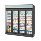 1500L congelador vertical de la exhibición de las puertas del anuncio publicitario 4 de la bebida del refrigerador de cristal del escaparate