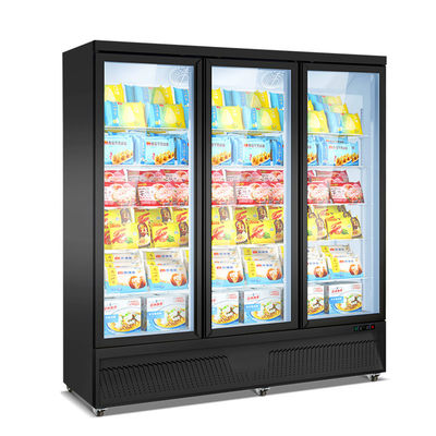 Escaparate de cristal refrigerado vertical de la puerta del congelador de la exhibición del helado del supermercado