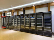 Refrigerador vertical de la exhibición de las puertas de cristal comerciales de la barra 3