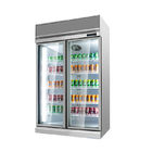 Refrigerador promocional de la puerta doble del refrigerador con el refrigerador comercial de la exhibición del congelador de la bebida de la puerta de cristal