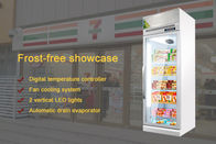 Congelador vertical de la tienda de la puerta -18~-22 del grado de la carne del helado de la exhibición congelada de cristal comercial del almacenamiento