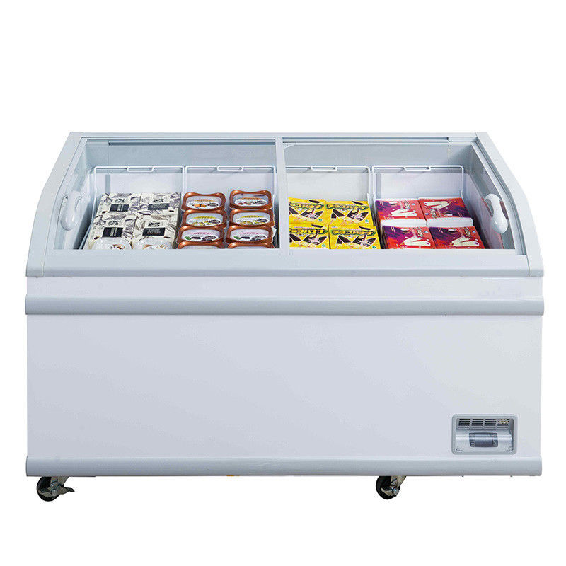 Congelador superior de cristal de la exhibición de la comida congelada del refrigerador de la exhibición de los pescados del congelador del pecho profundo comercial del supermercado
