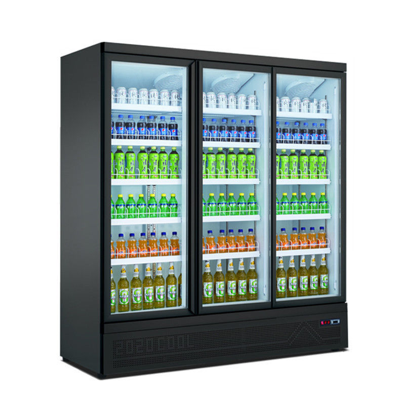 Refrigerador vertical vendedor caliente de la puerta de cristal comercial para exhibir la leche de la bebida