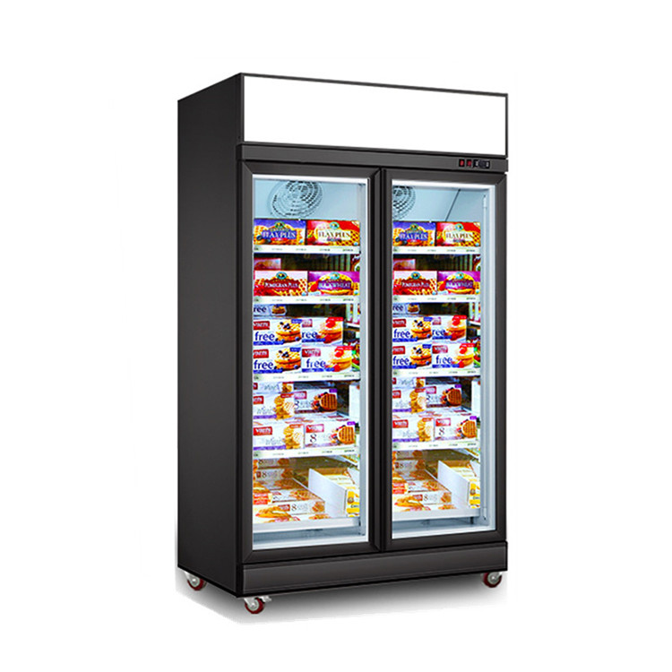 congelador de refrigerador vertical de la exhibición del congelador de cristal comercial de la puerta 1000L