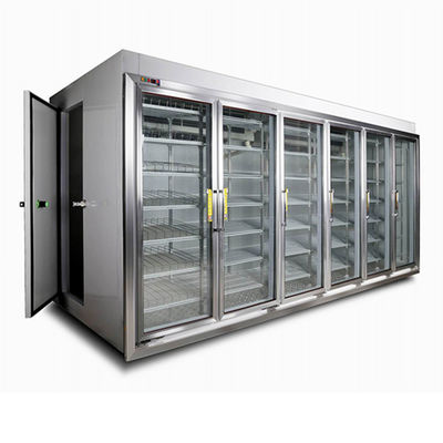 La leche fría del supermercado del sitio de Stroage del poliuretano de cristal de la puerta bebe el paseo en refrigerador