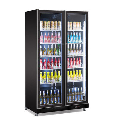 Refrigerador frío de la exhibición de la cerveza de la bebida de la exhibición de la puerta doble de la barra vertical del refrigerador con las luces LED