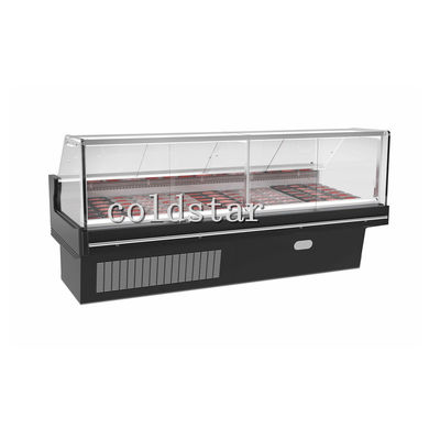 Refrigerador de cristal de ángulo recto de la exhibición del alimento cocido del carnicero del refrigerador comercial del escaparate